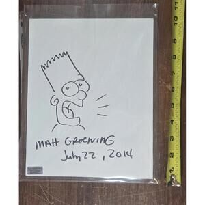 Matt Groening Hand Signed Bart Simpson Coa Original Drawing 2014